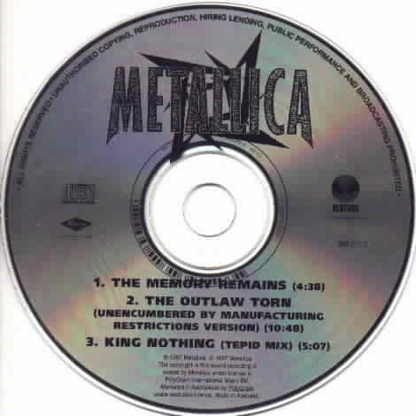 Metallica : The Memory Remains (CD, Single, Blu)