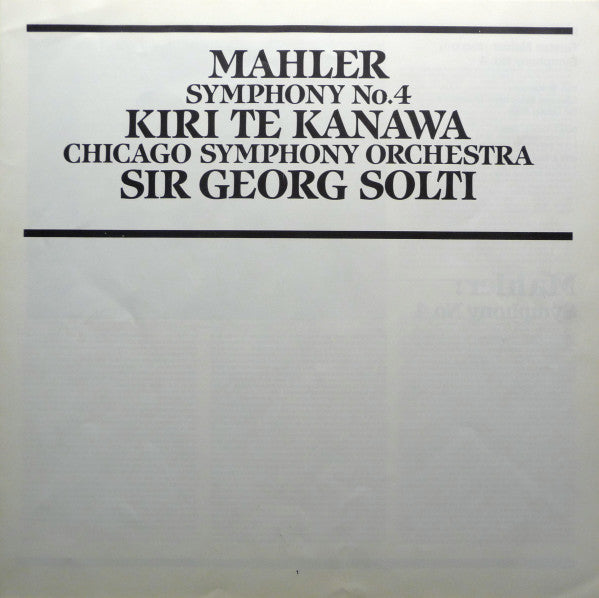 Mahler* - Kiri Te Kanawa, Chicago Symphony Orchestra, Sir Georg Solti* : Symphony No. 4 (LP)