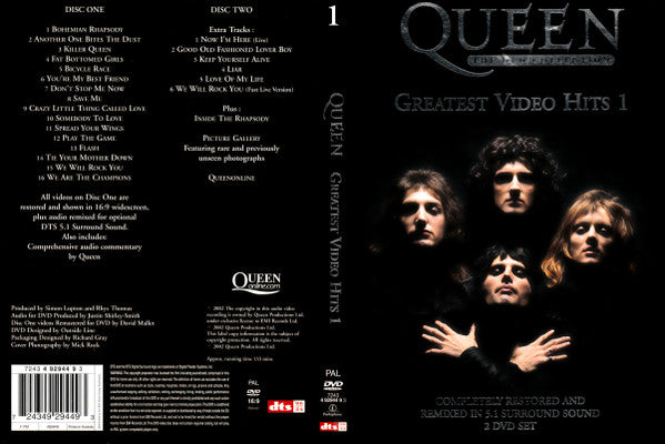 Queen : Greatest Video Hits 1 (DVD-V, Comp, Multichannel, PAL, 5.1 + DVD-V, Comp,)