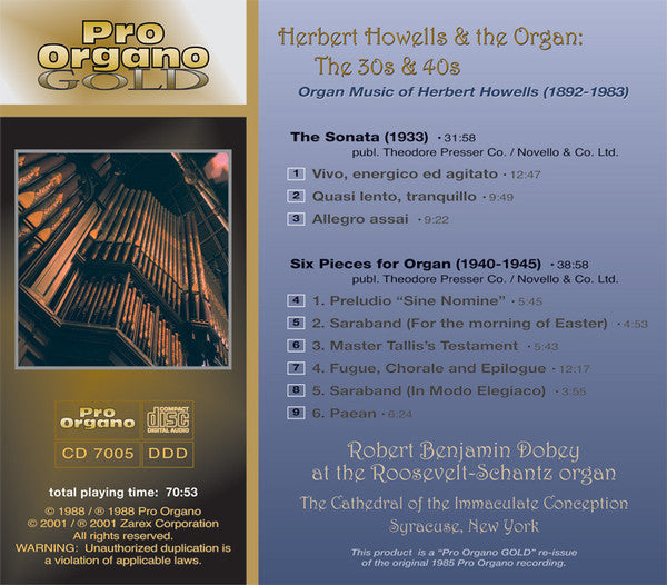 Herbert Howells, Robert Benjamin Dobey : Herbert Howells & the Organ: The 30s & 40s (CD, Album, RE)