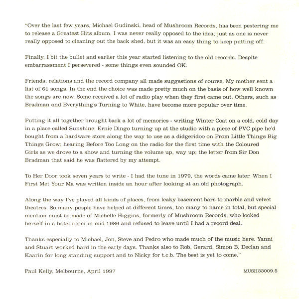 Paul Kelly (2) : Songs From The South - Paul Kelly's Greatest Hits (CD, Comp)