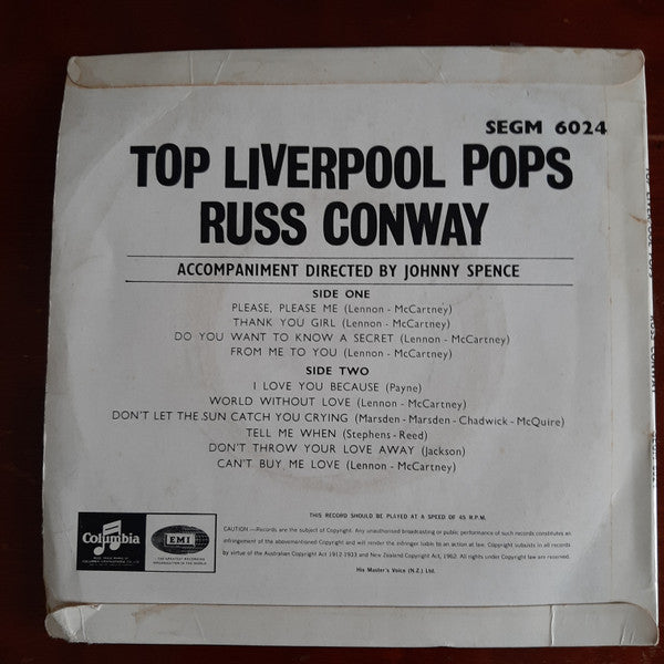 Russ Conway : Top Liverpool Pops (7", EP)