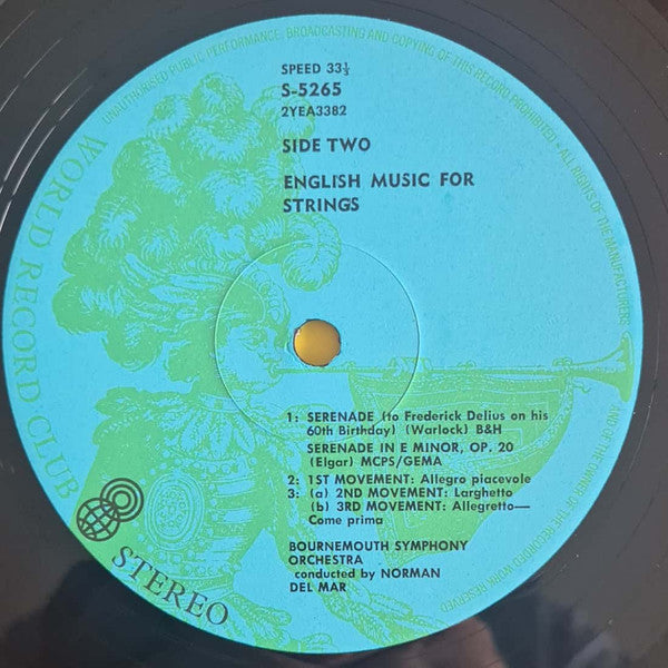 Ralph Vaughan Williams • Sir Edward Elgar • Frederick Delius • Peter Warlock : English Music For Strings (LP, Album, Club)