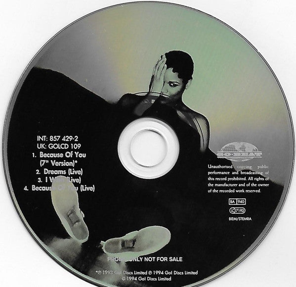 Gabrielle : Because Of You (CD, Single, Promo)