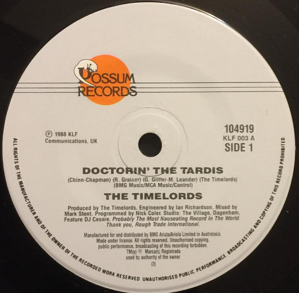 The Timelords : Doctorin' The Tardis (7", Single)