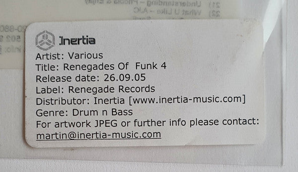 Various : Renegades Of Funk (Volume 4) (CDr, Promo, Sti)