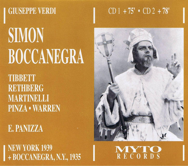 Giuseppe Verdi - Ettore Panizza, Lawrence Tibbett, Elisabeth Rethberg, Giovanni Martinelli, Ezio Pinza : Simon Boccanegra (2xCD, Album, Mono, RE, RM)