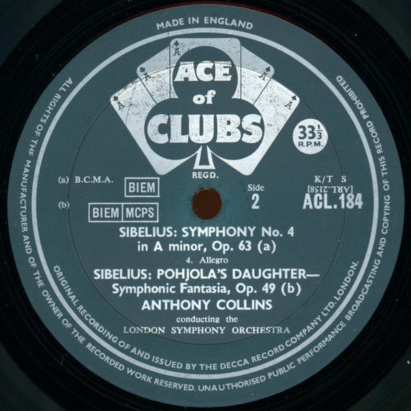 Jean Sibelius, Anthony Collins (2) - London Symphony Orchestra : Symphony No 4, Pohjola's Daughter (LP, Album, Mono, RE)