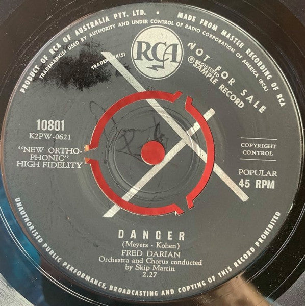 Fred Darian : And I Believed You / Danger (7")
