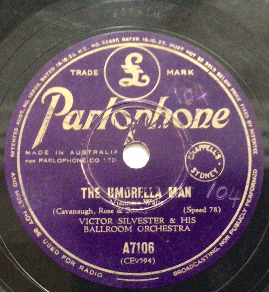 Victor Silvester And His Ballroom Orchestra : I Shall Always Remember You Smiling / The Umbrella Man (Shellac, 10")