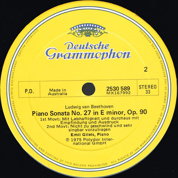 Ludwig van Beethoven, Emil Gilels : Klaviersonaten • Piano Sonatas "Les Adieux" Op. 81a • Op. 79 • Op. 90 (LP, Album, Club, RE)