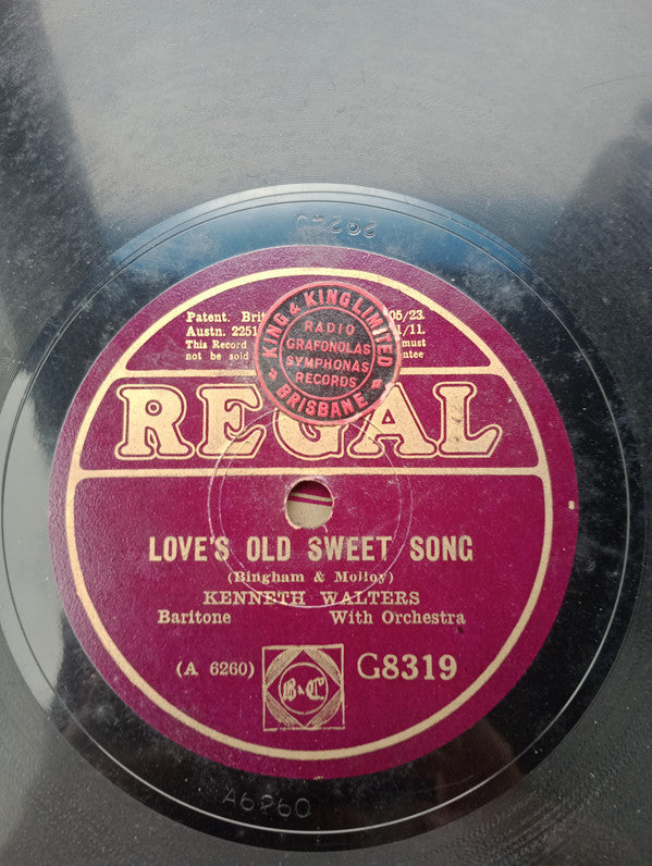 Kenneth Walters : Friend O' Mine / Love's Old Sweet Song (Shellac, 10")