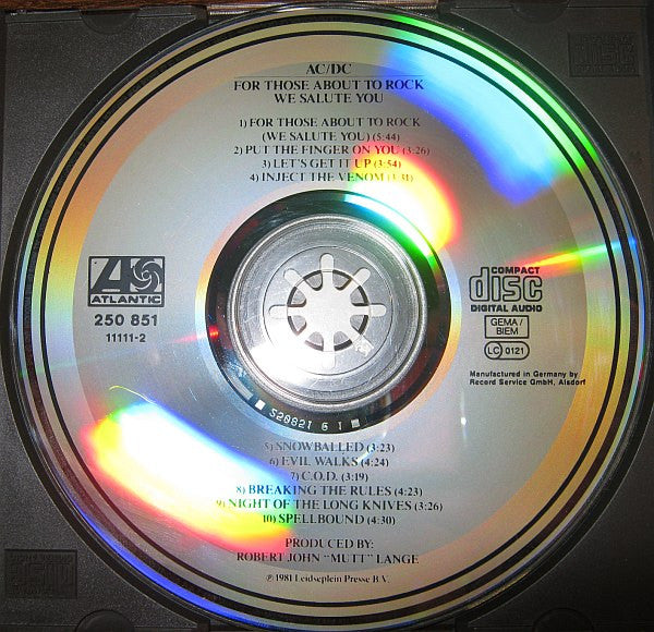 AC/DC : For Those About To Rock We Salute You (CD, Album, RE)