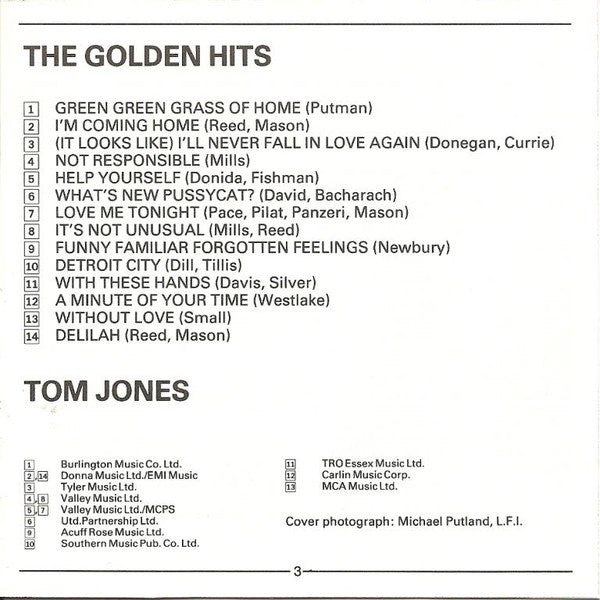 Tom Jones : The Golden Hits (CD, Comp, RE)