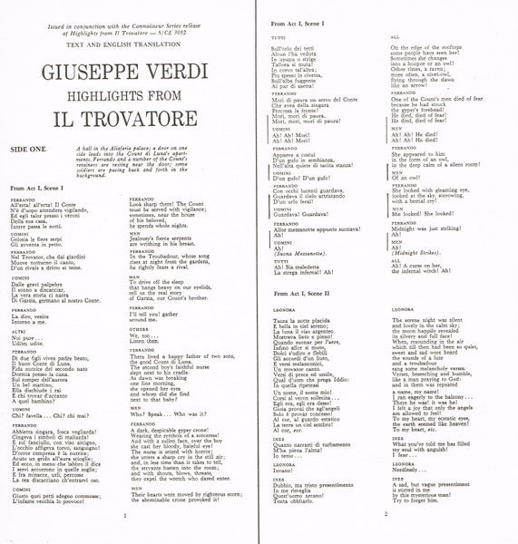 Giuseppe Verdi / Robert Merrill, Gabriella Tucci, Giulietta Simionato, Franco Corelli , Etc., Chorus* & Orchestra Of The Teatro Dell 'Opera Di Roma* , Conducted By Thomas Schippers : Highlights From Il Trovatore (LP, Album, Club)