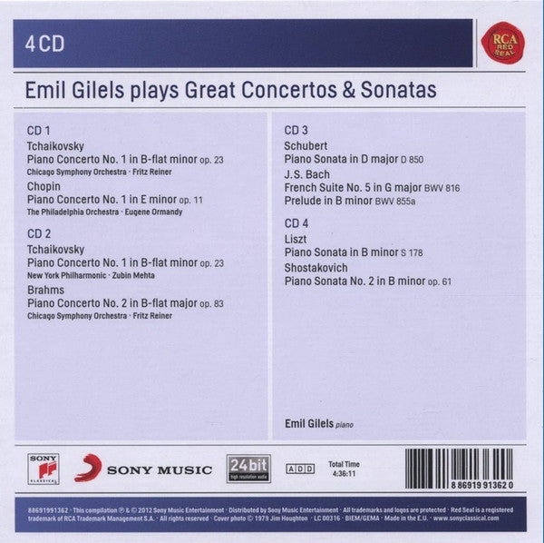 Emil Gilels : Emil Gilels Plays Great Concertos & Sonatas (4xCD, RE, RM + Box, Comp)