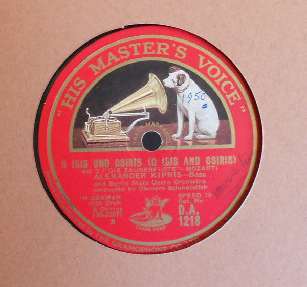 Alexander Kipnis And Orchester Der Städtischen Oper Berlin : Wer Ein Liebchen Hat Gefunden / O Isis Und Osiris (Shellac, 10")