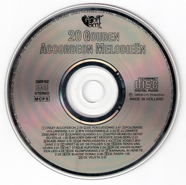 Unknown Artist : 20 Gouden Accordeon Melodieën (CD, Comp)