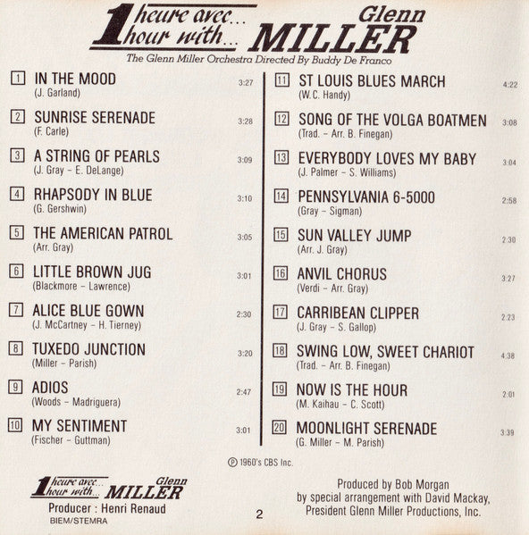The Glenn Miller Orchestra Directed By Buddy DeFranco : 1 Heure Avec Glenn Miller = 1 Hour With Glenn Miller (CD, Comp)
