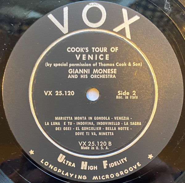 Gianni Monese And His Orchestra : Cook's Tour of Venice (LP)