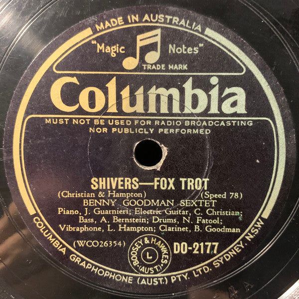 Benny Goodman Sextet : Seven Come Eleven / Shivers (Shellac, 10")