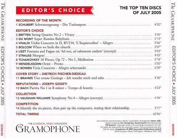 Various : Gramophone Editor's Choice: July 2005 (CD, Comp)