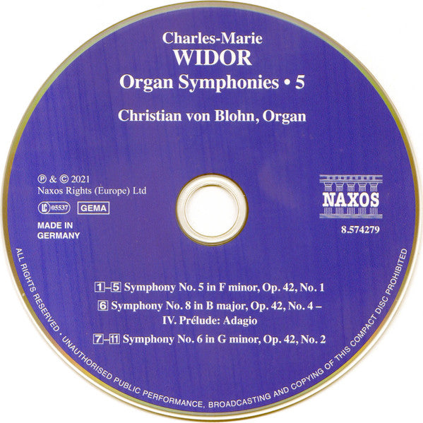 Widor*, Christian von Blohn : Organ Symphonies • 5 (CD, Album)
