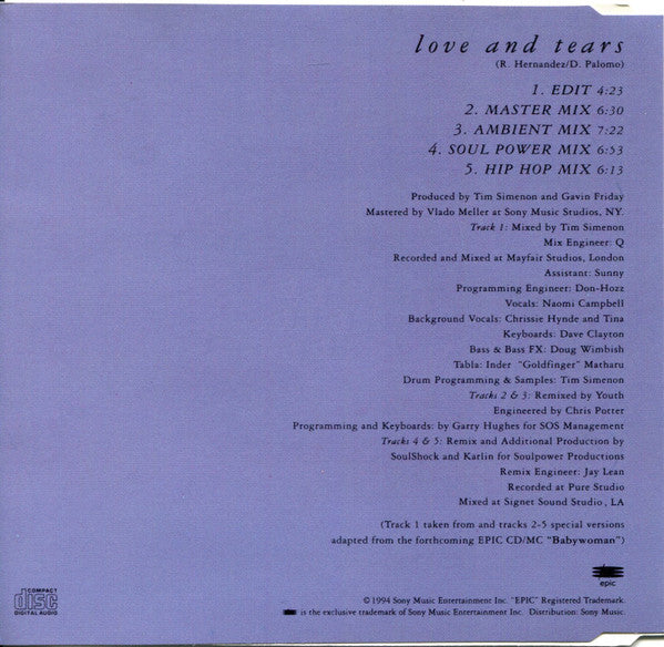 Naomi Campbell : Love And Tears (CD, Maxi)