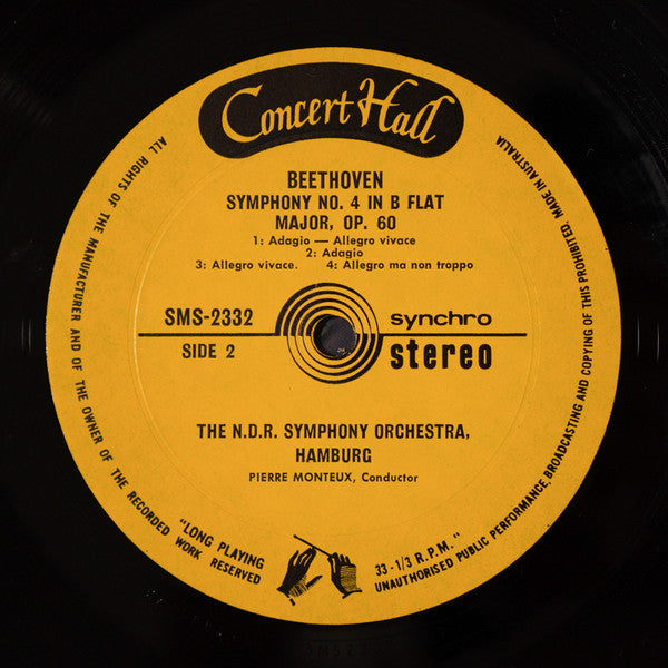 Ludwig van Beethoven, NDR Sinfonieorchester, Pierre Monteux : Symphony No. 2 / Symphony No. 4 (LP, Syn)