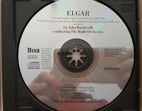 Hallé Orchestra, Sir John Barbirolli : Elgar: Symphony No.1 In A Flat Op.55-Introduction And Allegro For Strings Op.47 (CD)