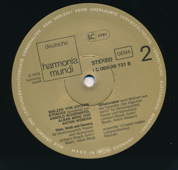 Johann Strauss* / Ensemble 13 Baden-Baden* / Manfred Reichert : Walzer (LP, Club)