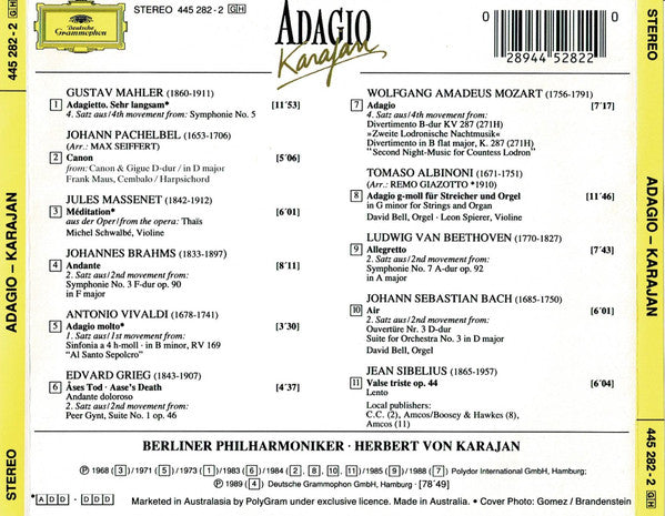 Berliner Philharmoniker, Herbert von Karajan : Adagio (CD, Comp)