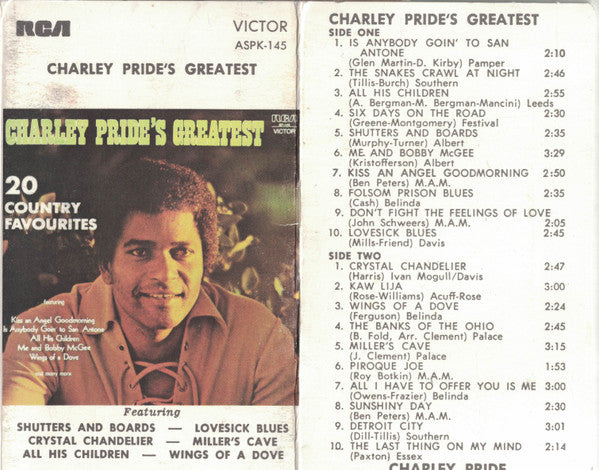 Charley Pride : Charley Pride's Greatest (Cass, Comp, )