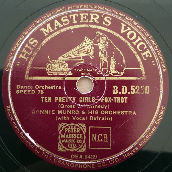Ronnie Munro & His Orchestra : Waltz Of The Gipsies / Ten Pretty Girls (Shellac, 10")