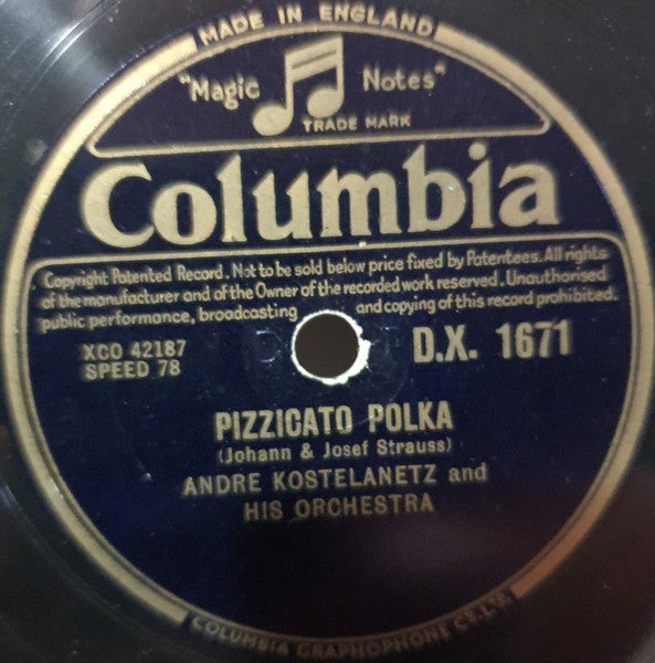 André Kostelanetz And His Orchestra : Pizzicato Polka / Souvenir (Shellac, 12")