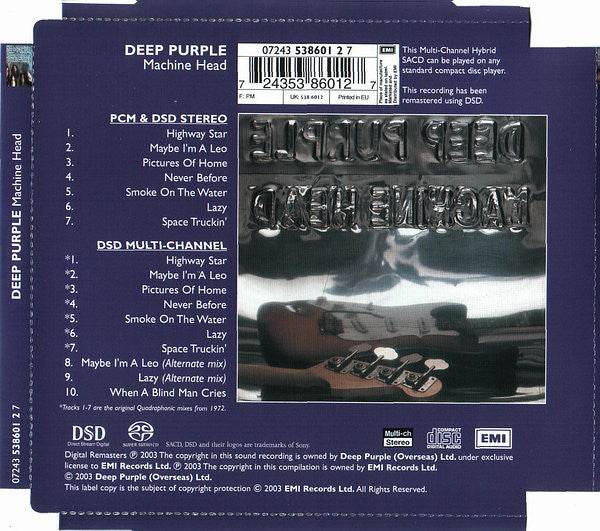 Deep Purple : Machine Head (SACD, Hybrid, Multichannel, Album, Quad, RE, RM)