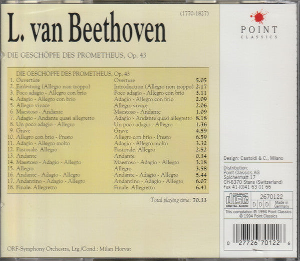 Ludwig van Beethoven - ORF Symphonieorchester Ltg./Cond. Milan Horvat : Die Geschöpfe Des Prometheus (CD, Comp)