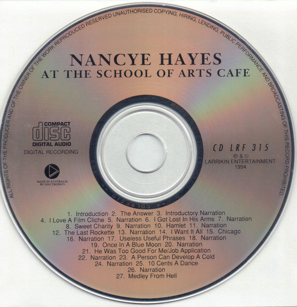 Nancye Hayes : At The School Of Arts Cafe (CD, Album)