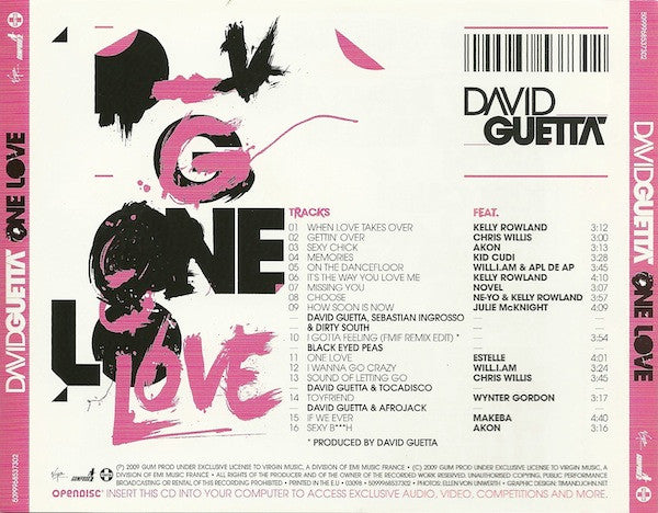 David Guetta : One Love (CD, Album, Enh)
