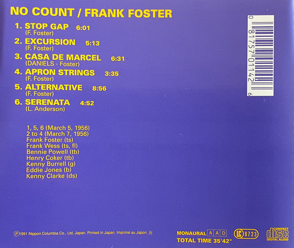 Frank Foster : No Count (CD, Album, Mono, RE, RM)