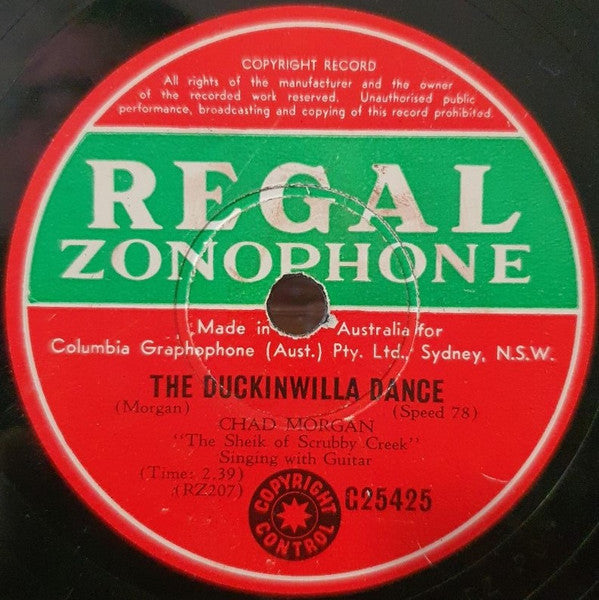 Chad Morgan : The Answer To The Bachelor's Warning / The Duckinwilla Dance (Shellac, 10")