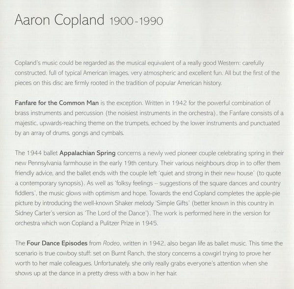 Aaron Copland : Fanfare For The Common Man (CD, Album)