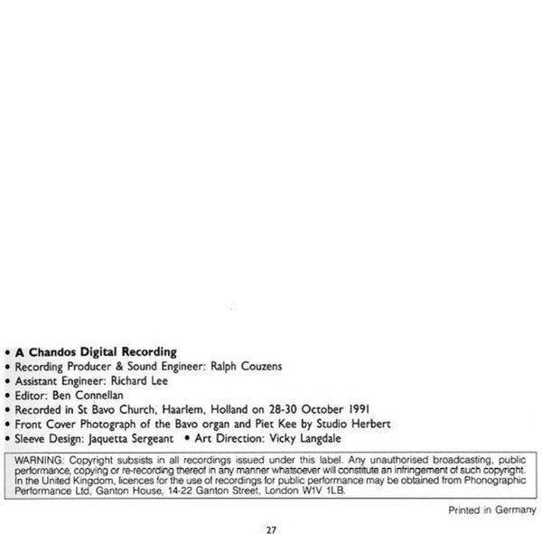 Piet Kee : Plays Hindemith And Reger On The Müller Organ Of St Bavo Haarlem (CD)