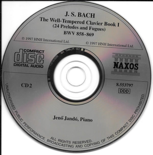 J. S. Bach*, Jenö Jandó : The Well-Tempered Clavier Book I (24 Preludes And Fugues) (2xCD, Album, RE)