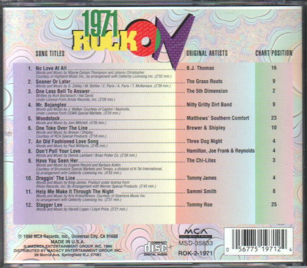 Various : Rock On 1971 (CD, Comp)