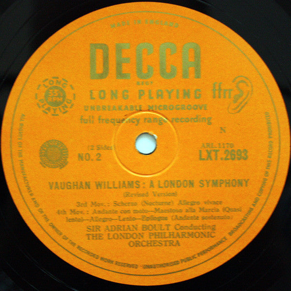 Ralph Vaughan Williams - Sir Adrian Boult Conducting London Philharmonic Orchestra : A London Symphony (LP, Mono)