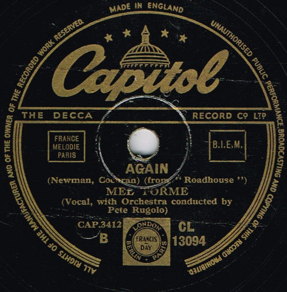 Mel Tormé : Careless Hands / Again (Shellac, 10")