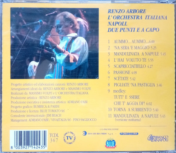Renzo Arbore L'Orchestra Italiana : Napoli Due Punti. E A Capo (CD, Album)