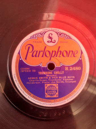 Bessie Smith & Her Blue Boys* : Yellow Dog Blues / Trombone Cholly (Shellac, 10")