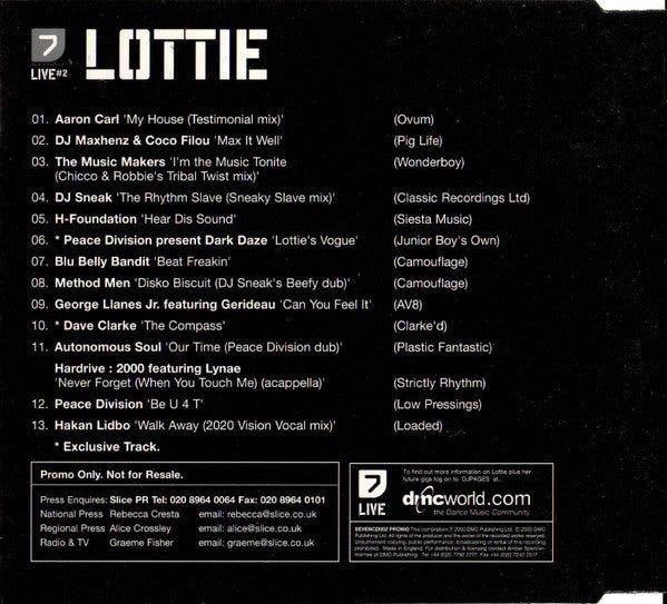 Lottie : 7 Live #2 (CD, Mixed, Promo)